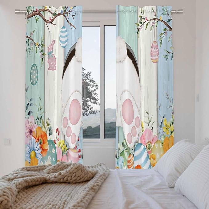 Easter Window Curtains 72 Inch Long 2 Panel Set, Rod Pocket Long Curtains & - Image 4