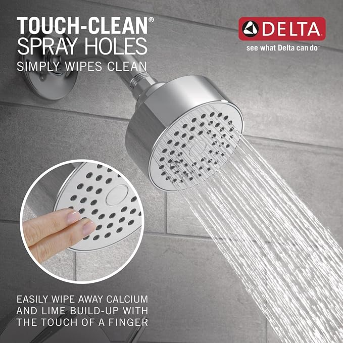 Delta Modern 14 Series Shower Faucet Set, Chrome Shower Head and Handle Set, Valve Trim Kit, Chrome T14259-PP (Valve Not Included)