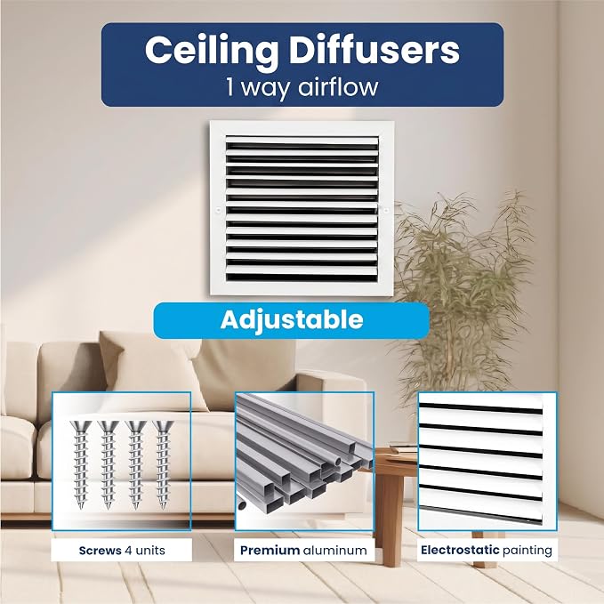 12x12 Aluminum HVAC Vent Cover Wall Ceiling Register 1-Way Air Flow - Image 4