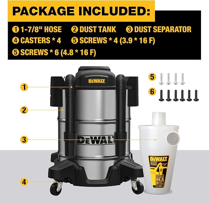 Dewalt Dust Separator with 10 Gal Stainless Steel Tank, 99.5% Efficiency - Image 6