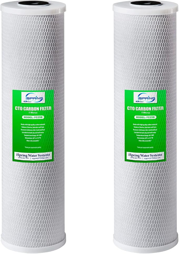 iSpring FC25BX2 20"x 4.5" Carbon Block Whole House Water Filter Replacement by iSpring