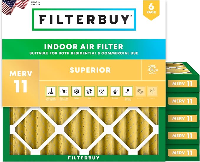 Filterbuy 15x15x2 Air Filter MERV 11 Superior Pet & Allergy Defense, by Filterbuy