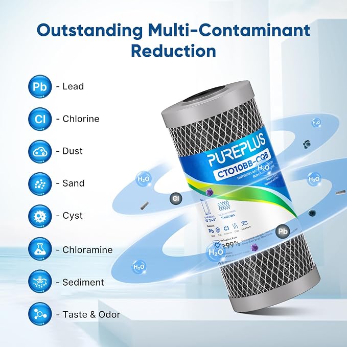 PUREPLUS 5 Micron 10" x 4.5" Whole House Activated Carbon Water Filter - Image 4