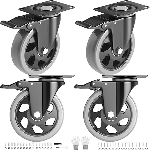 4 Inch Caster Wheels Heavy Duty 2200Lbs, Casters Set of 4 by WOZESEIK