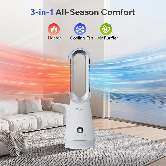 3-in-1 Heater Fan Combo, 90° Oscillating Fast Heating & Cooling, Remote Control - Image 2