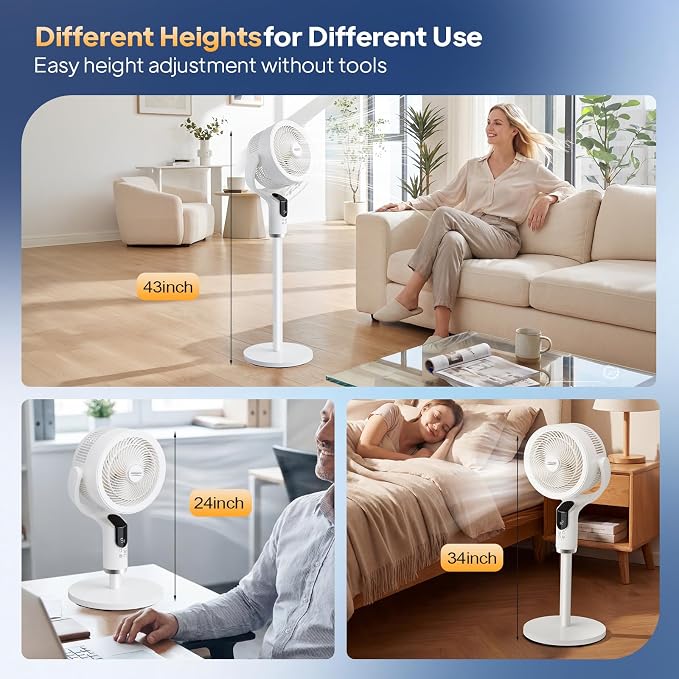 ROVSUN 3-in-1 Standing Fan for Bedroom, 90°+90°Omni-directional Oscillating Fan - Image 7