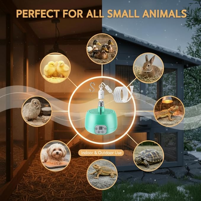 Enhon 2 Sets Chicken Coop Heater, Timing Heat Lamp - Image 9