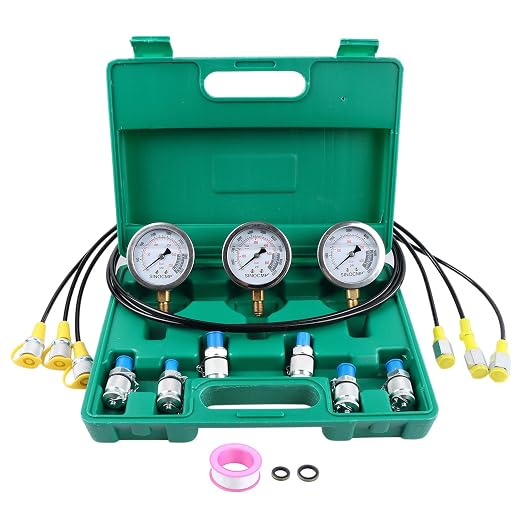 SINOCMP Hydraulic Pressure Test Kit, 3 Pressure Gauges 25Mpa/40Mpa/60Mpa 6 Test by SINOCMP