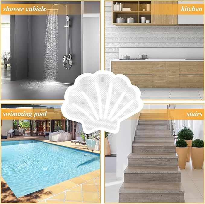 Clear Bathtub Stickers Non Slip, Shell Shaped Tubs Safety Shower Treads, Adhesive Sticker for Bathroom Bathtub, Shower Floor(30Pcs)