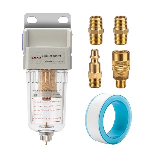 Air Compressor Water Separator 1/4”NPT, Compressed Air Line Filter, Air Dryer by LNCHKA