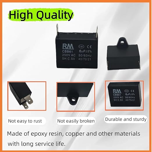 C61-P2 E237947 Capacitor 6uF 250VAC 50/60Hz 10000AFC C22.2NO.190 85℃ Fit - Image 4