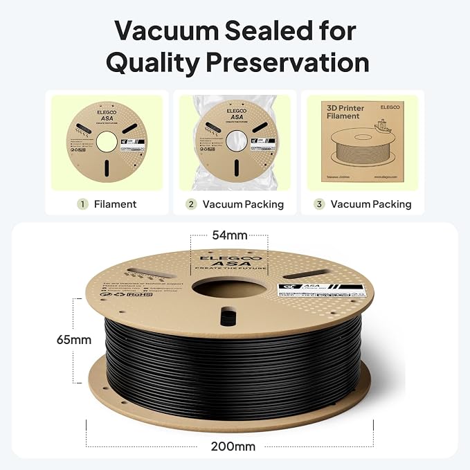 ELEGOO ASA Filament 1.75mm Deep Black 4KG, UV & Weather Resistant 3D Printer - Image 6