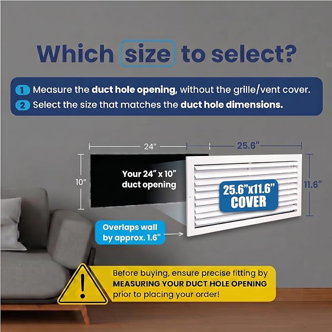 30x6 Aluminum 1-Way Air Vent Cover Wall or Ceiling HVAC Register Multi-Shutter - Image 2