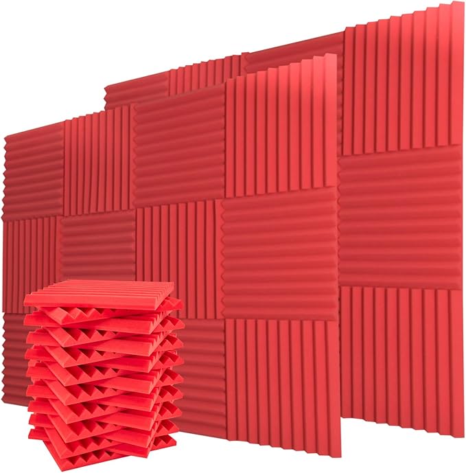 Acoustic Foam Panels 24 Pack 1 x 12x 12 Inches Soundproof Wall Panels Acoustic by Saiqiang