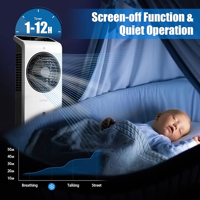 COSTWAY Portable Evaporative Air Cooler, 3-in-1 Swamp Cooler w/Remote Control - Image 7