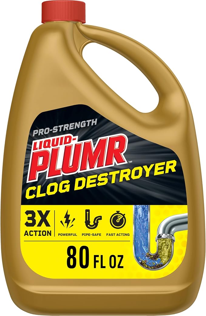 Clorox Liquid-Plumr Pro-Strength Clog Destroyer, Liquid Drain Cleaner, 80 Fluid by Clorox