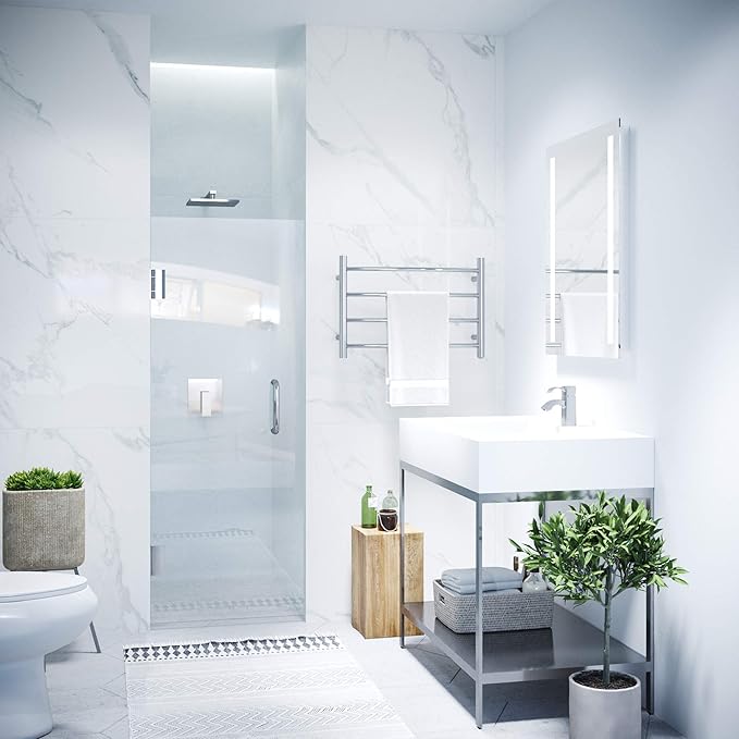 ANZZI 70" x 24" Frameless Shower Door in Polished Chrome,Water Repellent Glass Shower Door with Seal Strip Parts and Handle, 5/16 Glass Hinged Shower Door with Handle (SD-AZ09-01CH)