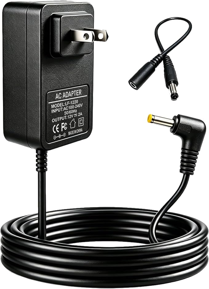 12V 2A AC DC Power Adapter, 6.6FT Cable by Unknown