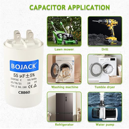 BOJACK CBB60 55uF 250 Volt 50/60Hz AC Capacitor Round Run Start Capacitor - Image 6