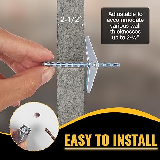 28PCS Toggle Bolts, Wing Nuts, Heavy Duty Hollow Wall Anchors for Drywall Ceiling, 3 Sizes Butterfly Anchors (1/4" 3/16" 1/8") for Hang Shelves, Heavy Fixtures, Metal Drywall Anchor and Screws Kit