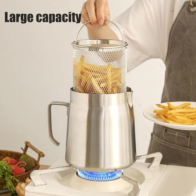 Oil Strainer, Bacon Grease Container Large Capacity Deep Fryer and Strainer Cup - Image 2