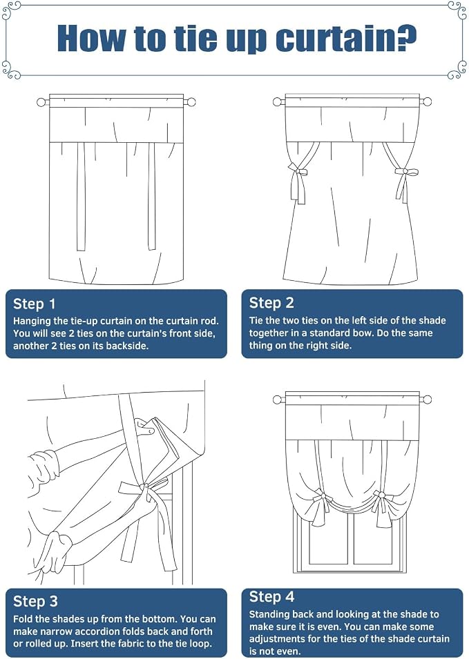 Tie Up Curtains for Windows, Chicken Sunflowers Adjustable Balloon Nature Linen - Image 6