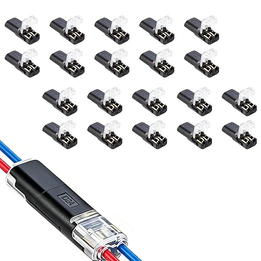 BOENFU Double Wire Plug in Connector, 20 Pack, 16-18 AWG, 2-Pin Lock Strip by BOENFU