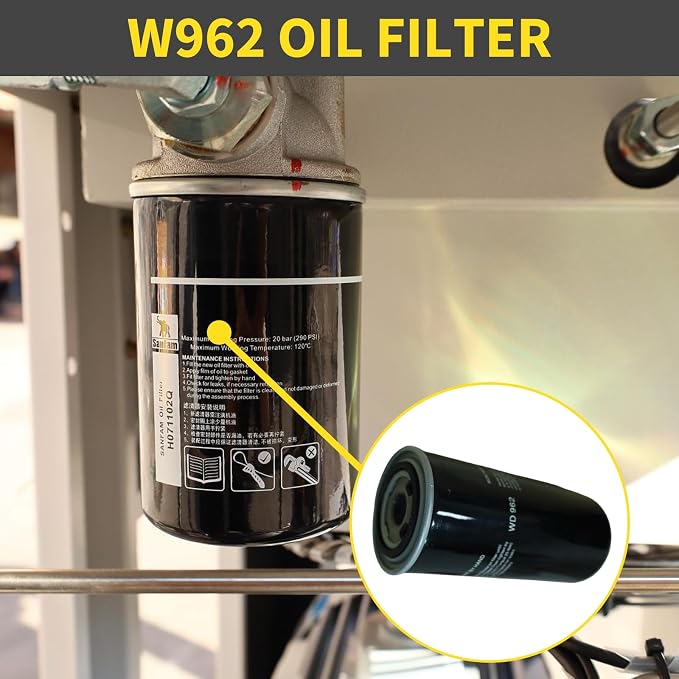 W962 Oil Filter for 25HP-60HP Screw Air Compressor, Industrial Screw Air - Image 3