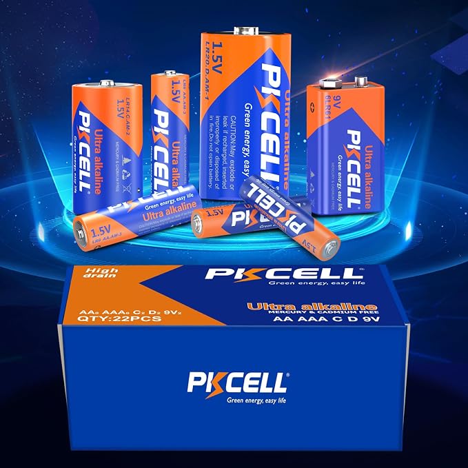 PKCELL 52 Counts Alkaline Battery Variety Pack, 16 AA, 24 AAA, 4 C, 4 D - Image 4