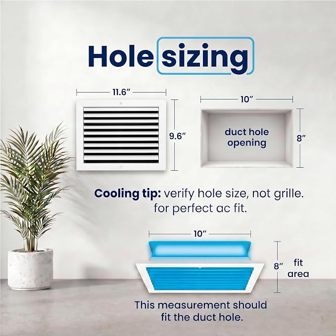 8x10 Aluminum HVAC Wall Register 1-Way Air Vent Cover Ceiling Multi-Shutter - Image 3