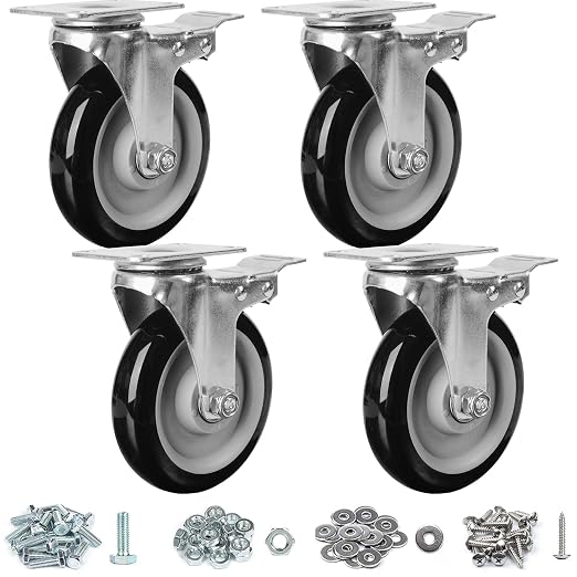 Finnhomy 5 Inch Heavy Duty Plate Swivel Casters Set of 4 by Finnhomy