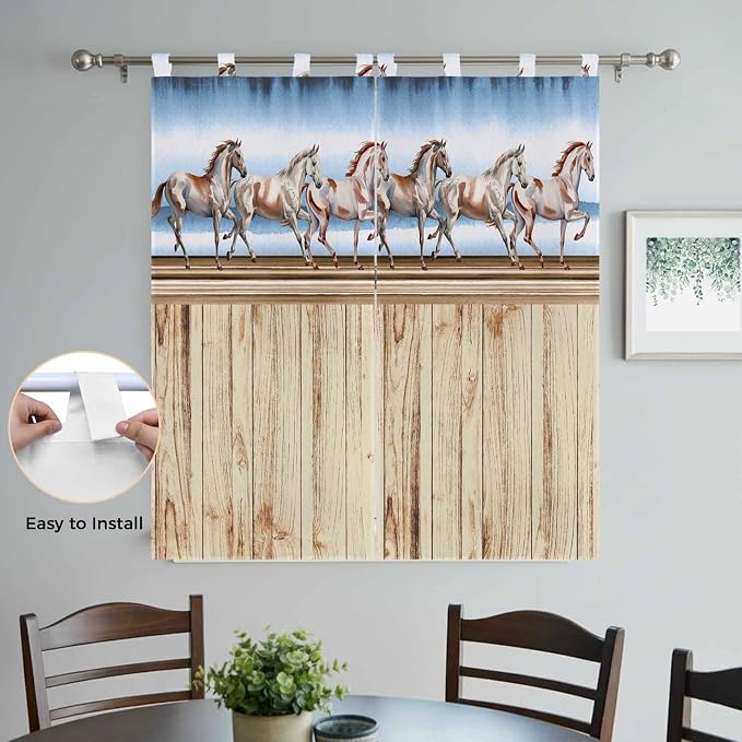 Western Horse Living Room Curtains 84 Inch Length, Window Curtains Tab Top - Image 4