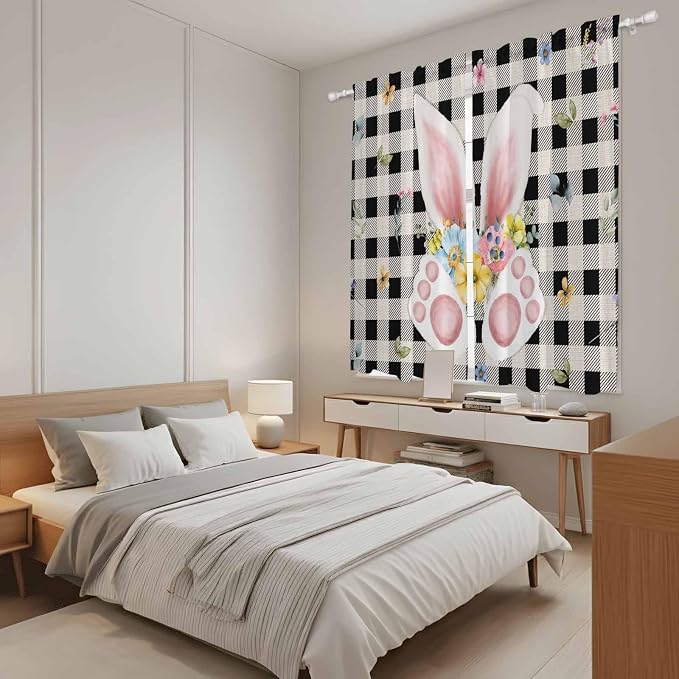 Easter Window Curtains 63 Inch Long 2 Panel Set, Rod Pocket Bedroom Curtains & - Image 4