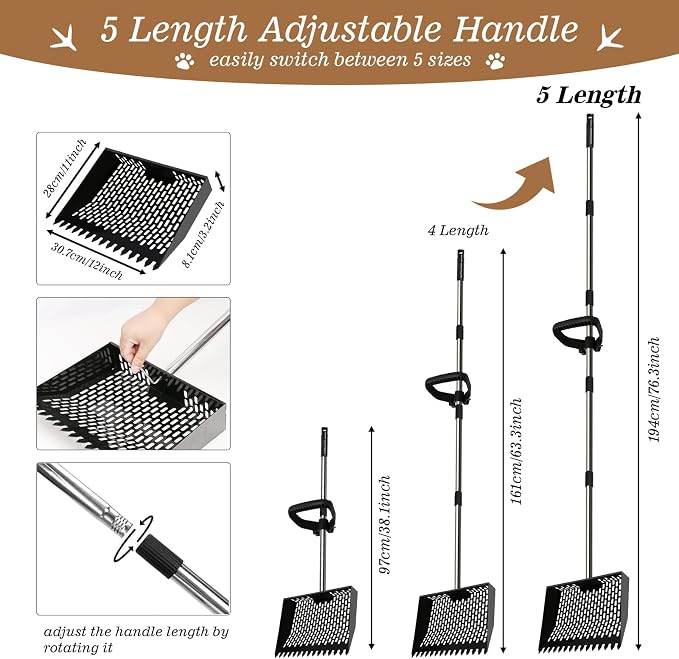 12-Inch Heavy Duty Chicken Poop Scooper & Rake 2-in-1 - Image 3