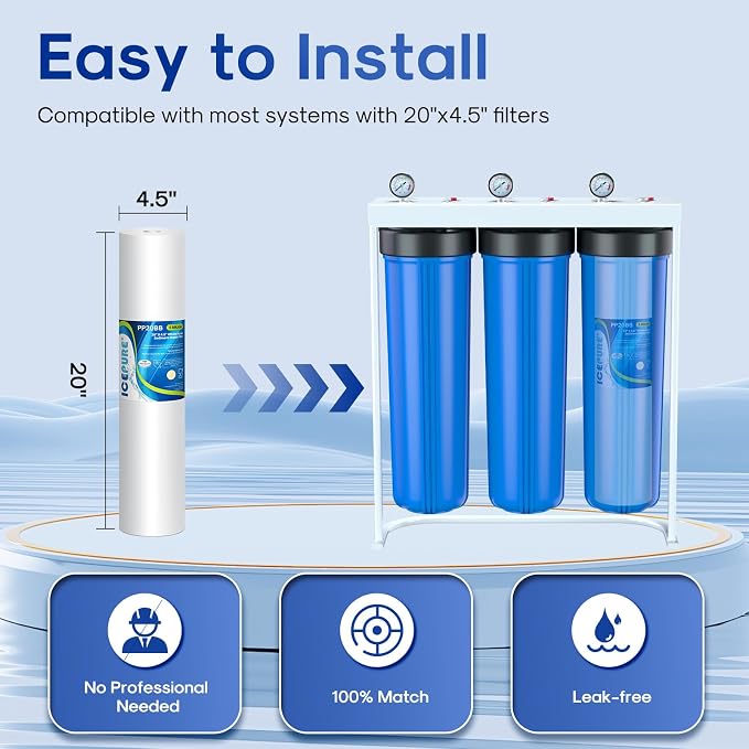 ICEPURE 5 Micron 20" x 4.5" Whole House Sediment Home Water Filter Replacement - Image 7
