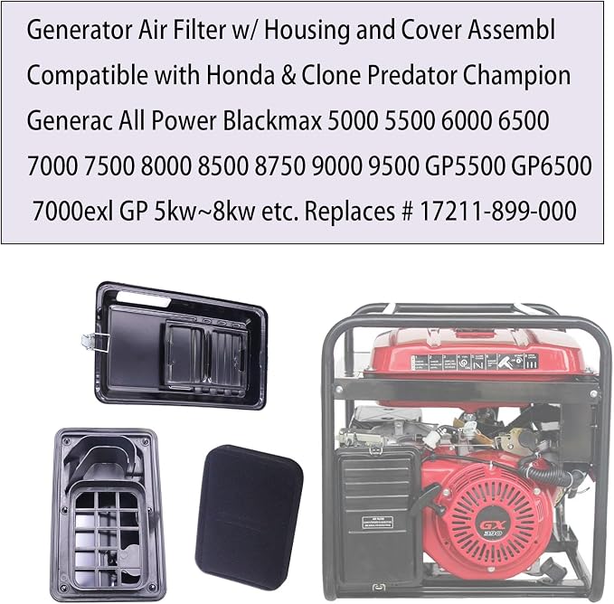 5500 6000 Watt Generator Air Filter Housing Box/Cover Assembly - Image 6