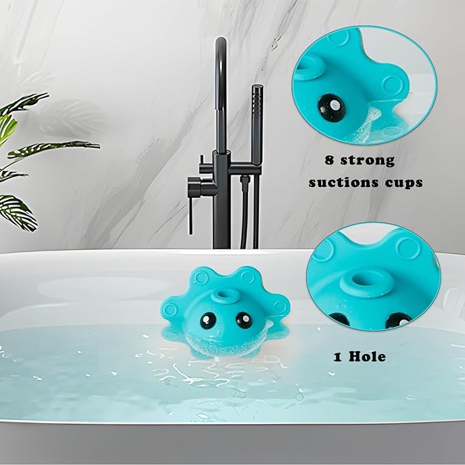 PandaEar Bathtub Overflow Drain Cover, Silicone Bath Tub Drain Stoppers, Bathroom Drain Cover, Blue