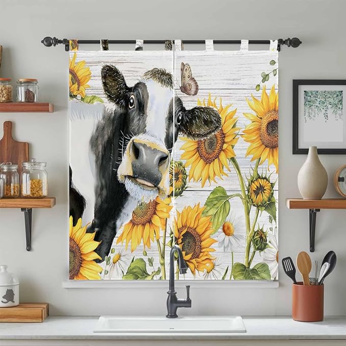 Retro Farmhouse Floral Living Room Curtains 84 Inch Length, Window Curtains Tab - Image 3