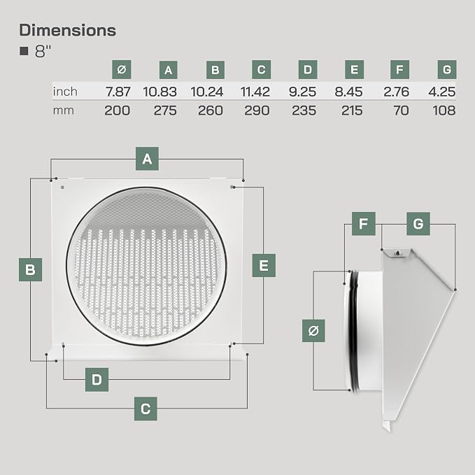 Vent Systems 8" Inch Exhaust Vent Cover - Image 2