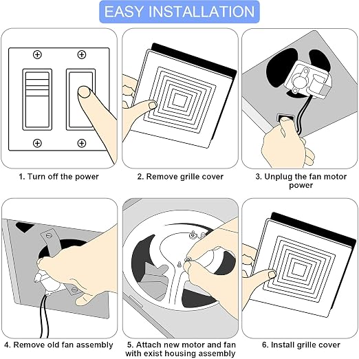 2 Pieces Universal Bathroom Vent Exhaust Fan Motor, 50CFM 120V Replacement - Image 5