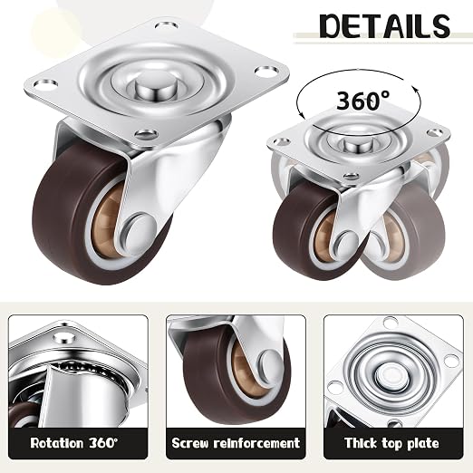 Maitys 12 Pcs 1" Swivel Profile Casters Wheels - Image 3