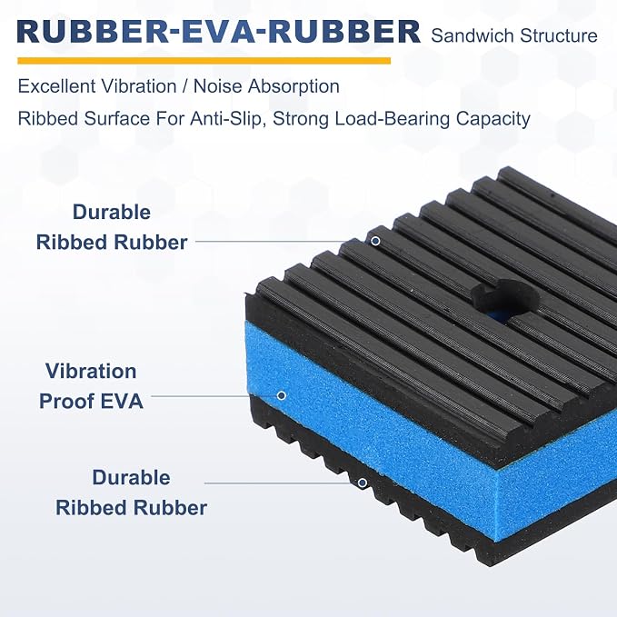 HARFINGTON 8Pcs Rubber Anti-Vibration Pads 2" x 2" x 7/8" Heavy Duty EVA - Image 3