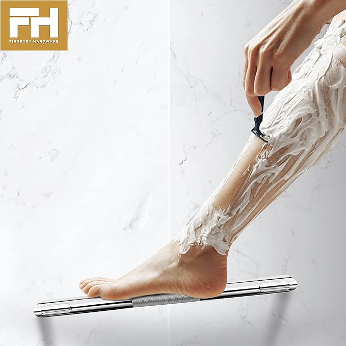 Shower Foot Rest, Corner Shower Bar for Shaving Legs, Wall Mounted Hotel Shower Foot Ledge, Brass Bar Bathroom Foot Step (Polished Chrome)