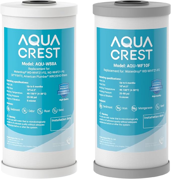 AQUA CREST 10"x 4.5" Whole House Carbon Water Filter, Iron & Manganese Reducing by AQUACREST