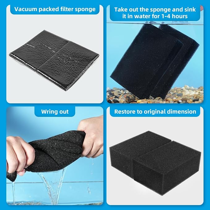 AQUANEAT 2 Pack Aquarium Bio Sponge Filter Media Pad Cut-to-Size Open Cell Foam - Image 6