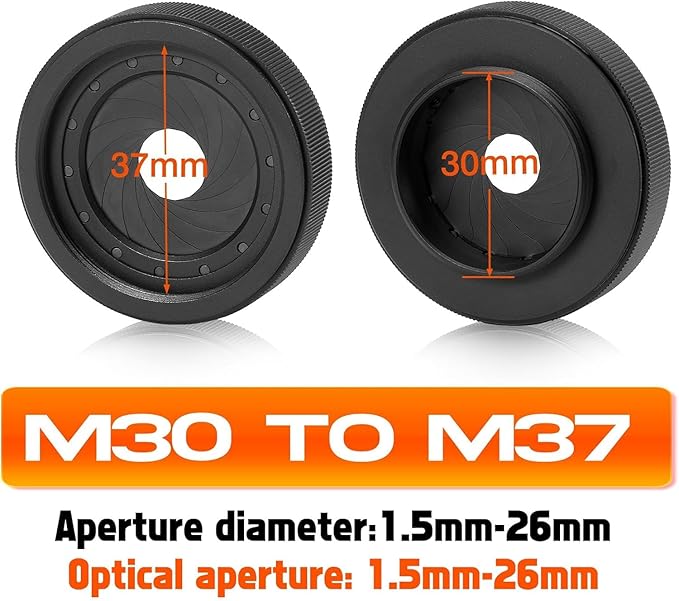 Adjustable Iris Aperture Diaphragm M30 to M37 Iris Aperture Diaphragm Adapter - Image 5