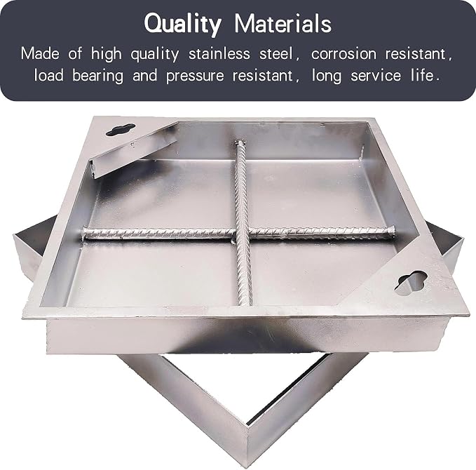 12x12 Stainless Steel Manhole Cover and Frame, Square Septic Tank Lid - Image 3