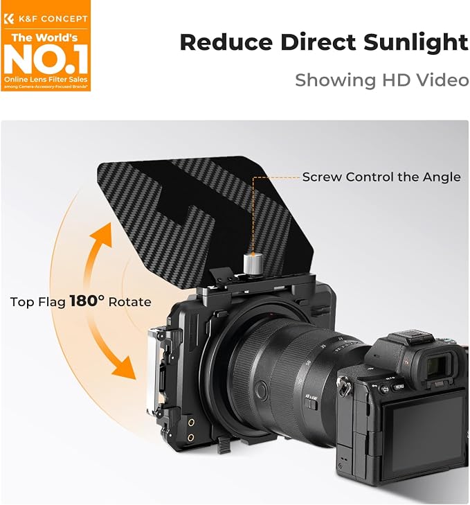 K&F CONCEPT Mini Matte Box +ND4+ND32 Filters Kit, DSLR Matte Box - Image 2