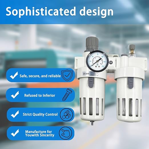 XingNEeng 1/2" NPT Compressed Air Filter Regulator Lubricator Combo, Water/Oil - Image 7