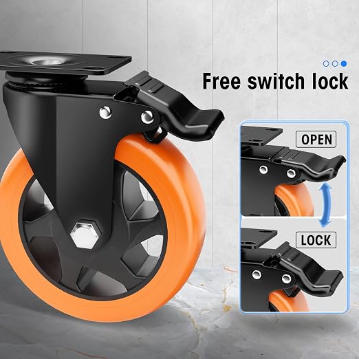 5" Swivel Plate Casters, 1400Lbs Capacity - Image 4